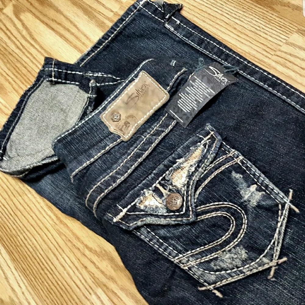 🎀Size 26 Silver "MCKenzie" split boot cuff jeans